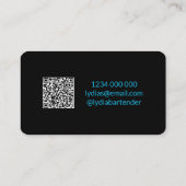 Modern Bartender Black QR Contact Kaart Visitekaartje (Achterkant)