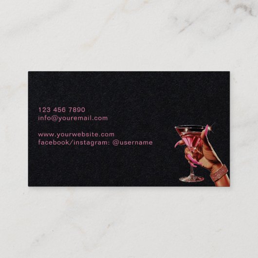 Modern Bartender Cocktail Bar Club Event Visitekaartje (Achterkant)