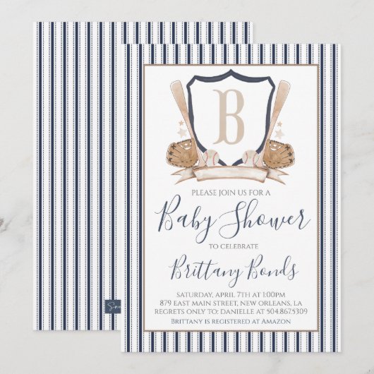 Modern Baseball Baby shower Invitation Kaart (Voorkant / Achterkant)
