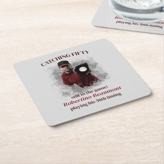 Modern Baseball Catching Fifty Men's 50th Birthday Kartonnen Onderzetters (Schuin)