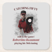 Modern Baseball Catching Fifty Men's 50th Birthday Kartonnen Onderzetters (Voorkant)