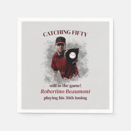 Modern Baseball Catching Fifty Men's 50th Birthday Servet (Voorkant)
