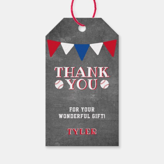 Modern Baseball Chalkboard Kinder Dank je Favor Cadeaulabel (Voorkant)