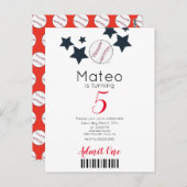 Modern Baseball Pattern  Ticket Style Party    Briefkaart (Voorkant / Achterkant)