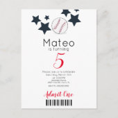 Modern Baseball Pattern  Ticket Style Party    Briefkaart (Voorkant)