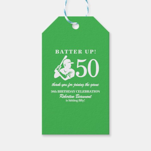 Modern Baseball Player Men's 50th Birthday Cadeaulabel (Voorkant)