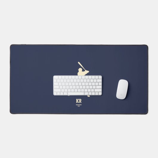 Modern baseball silhouet monogram donkerblauw bureaumat (Keyboard & Muis)