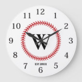 Modern Baseball Sport Design Monogram Grote Klok (Voorkant)