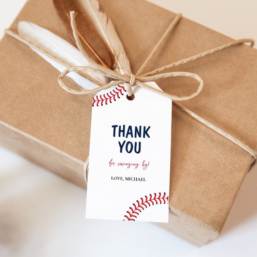 Modern Baseball Steek Verjaardagscadeau Tag Cadeaulabel