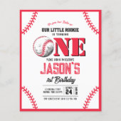 Modern Baseball Stitch Budget 1e Verjaardag Uitnod (Voorkant)