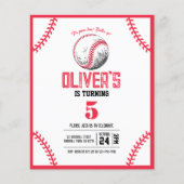 Modern Baseball Stitches Budget Birthday Invite (Voorkant)