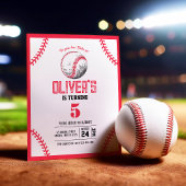 Modern Baseball Stitches Budget Birthday Invite