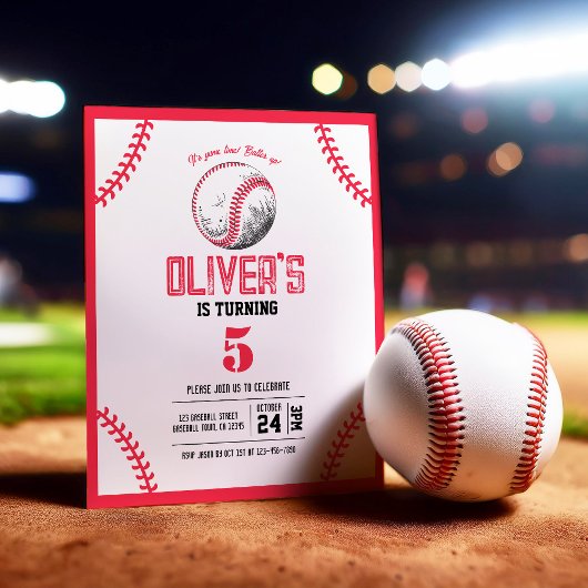 Modern Baseball Stitches Budget Birthday Invite