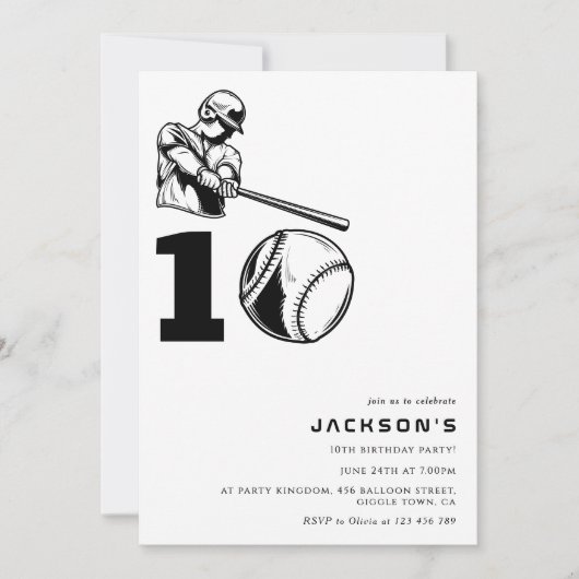 Modern Baseball Theme Sports Boy 10TH Birthday Kaart (Voorkant)