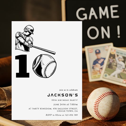 Modern Baseball Theme Sports Boy 10TH Birthday Kaart