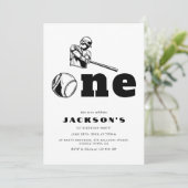 Modern Baseball Theme Sports Kind 1e verjaardag Kaart (Staand voorkant)