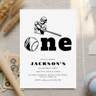 Modern Baseball Theme Sports Kind 1e verjaardag Kaart