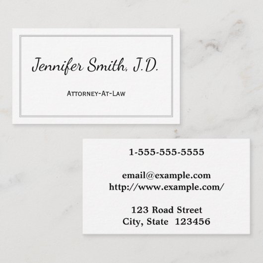 Modern & Basic Attorney-at-Law Visitekaartje (Voorkant / Achterkant)