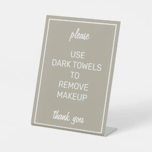 Modern Basic Beige Makeup Towel Counter Sign Reclamebord Met Voetstuk