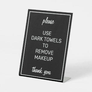 Modern Basic Black Makeup Towel Counter Sign Reclamebord Met Voetstuk