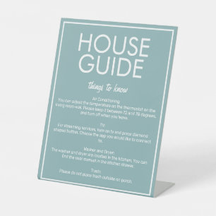 Modern Basic Blauwgroen Huis Gids Gast Tafelbord Reclamebord Met Voetstuk