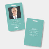 Modern Basic Green Corporate Photo ID Badge (Voor- en achterkant)