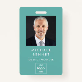 Modern Basic Green Corporate Photo ID Badge