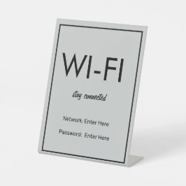 Modern Basic Lichtgrijs Wi-Fi Guest voetstuk Reclamebord Met Voetstuk