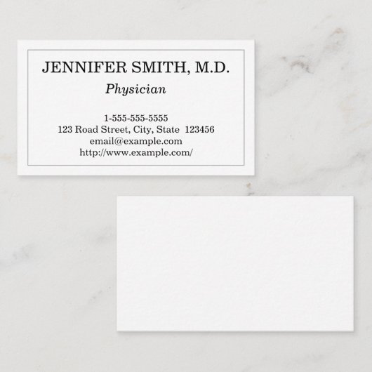 Modern & Basic Physician Visitekaartje (Voorkant / Achterkant)