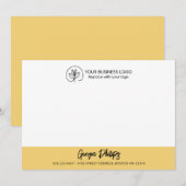 Modern Basic Soft Yellow Name & Logo Notitiekaartje (Voorkant / Achterkant)