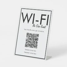 Modern Basic witte Wi-Fi QR-code voetstuk teken