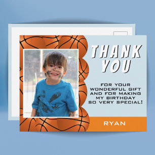 Modern Basketbal Foto Verjaardag Bedankt Briefkaart