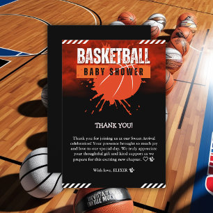 Modern Basketbal Oranje Ball Baby shower Bedankkaart