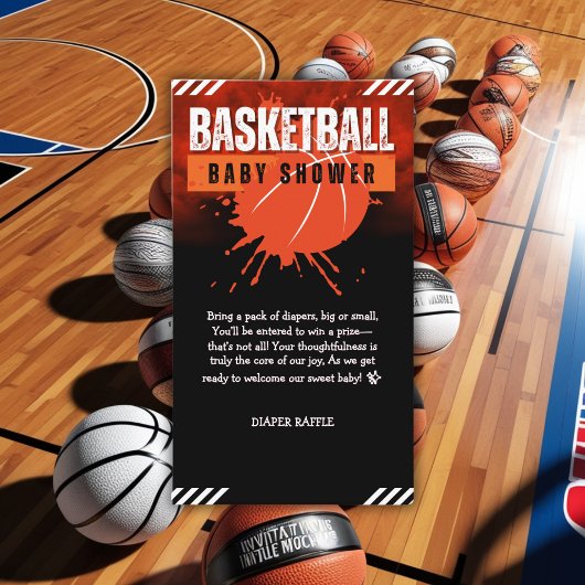 Modern Basketbal Oranje Ball Baby shower Informatiekaartje