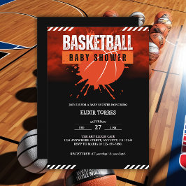 Modern Basketbal Oranje Ball Baby shower Kaart