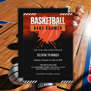 Modern Basketbal Oranje Ball Baby shower Kaart