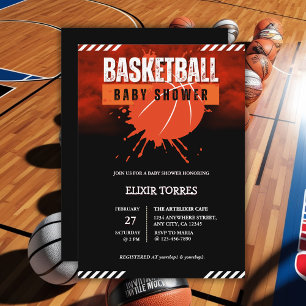 Modern Basketbal Oranje Ball Baby shower Kaart