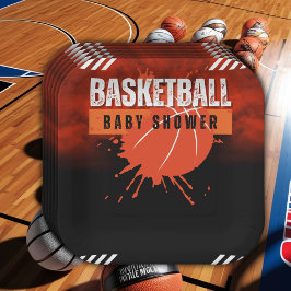 Modern Basketbal Oranje Ball Baby shower Papieren Bordje