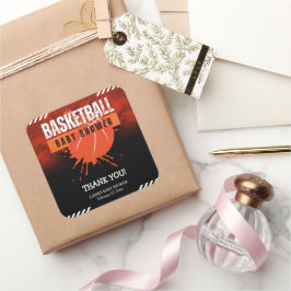 Modern Basketbal Oranje Ball Baby shower Vierkante Sticker