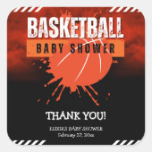 Modern Basketbal Oranje Ball Baby shower Vierkante Sticker (Voorkant)