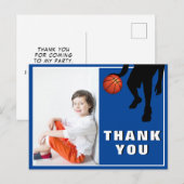 Modern Basketball Birthday Foto: Dank je Briefkaart (Voorkant / Achterkant)