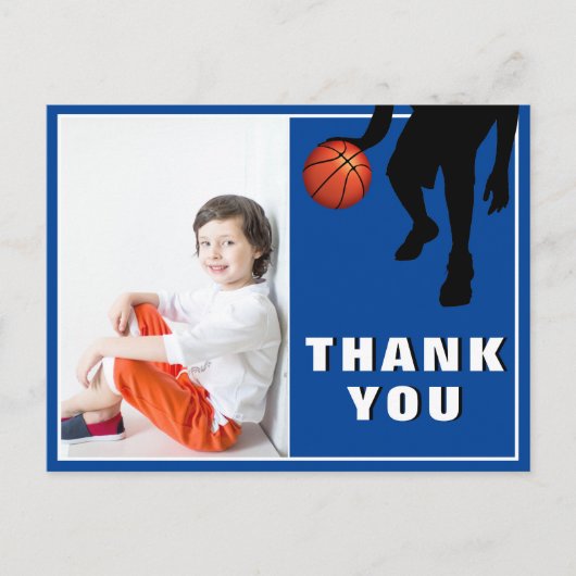 Modern Basketball Birthday Foto: Dank je Briefkaart (Voorkant)