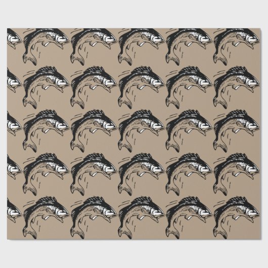 Modern Bass Fish Black Tan Vist Cadeaupapier (Vlak)