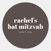 Modern Bat Mitzvah Autumn Brown Personalized  Ronde Sticker (Voorkant)