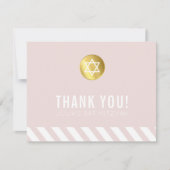 MODERN BAT MITZVAH bedankt gouden vlek blush roze (Voorkant)