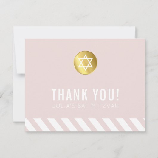 MODERN BAT MITZVAH bedankt gouden vlek blush roze (Voorkant)