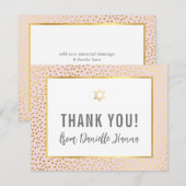 MODERN BAT MITZVAH bedankt je gouden ster roze (Voorkant / Achterkant)
