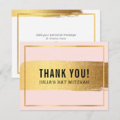 MODERN BAT MITZVAH bedankt roze geborsteld goud (Voorkant / Achterkant)