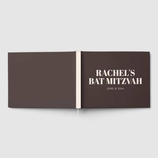 Modern Bat Mitzvah Brown Personalized Name Memory Gastenboek (Volledig)
