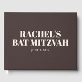 Modern Bat Mitzvah Brown Personalized Name Memory Gastenboek (Voorkant)